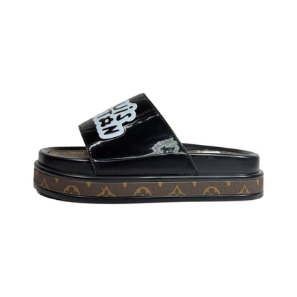Louis Vuitton Black Platform Slides – Iconic Monogram Luxury Sandals 🖤👡