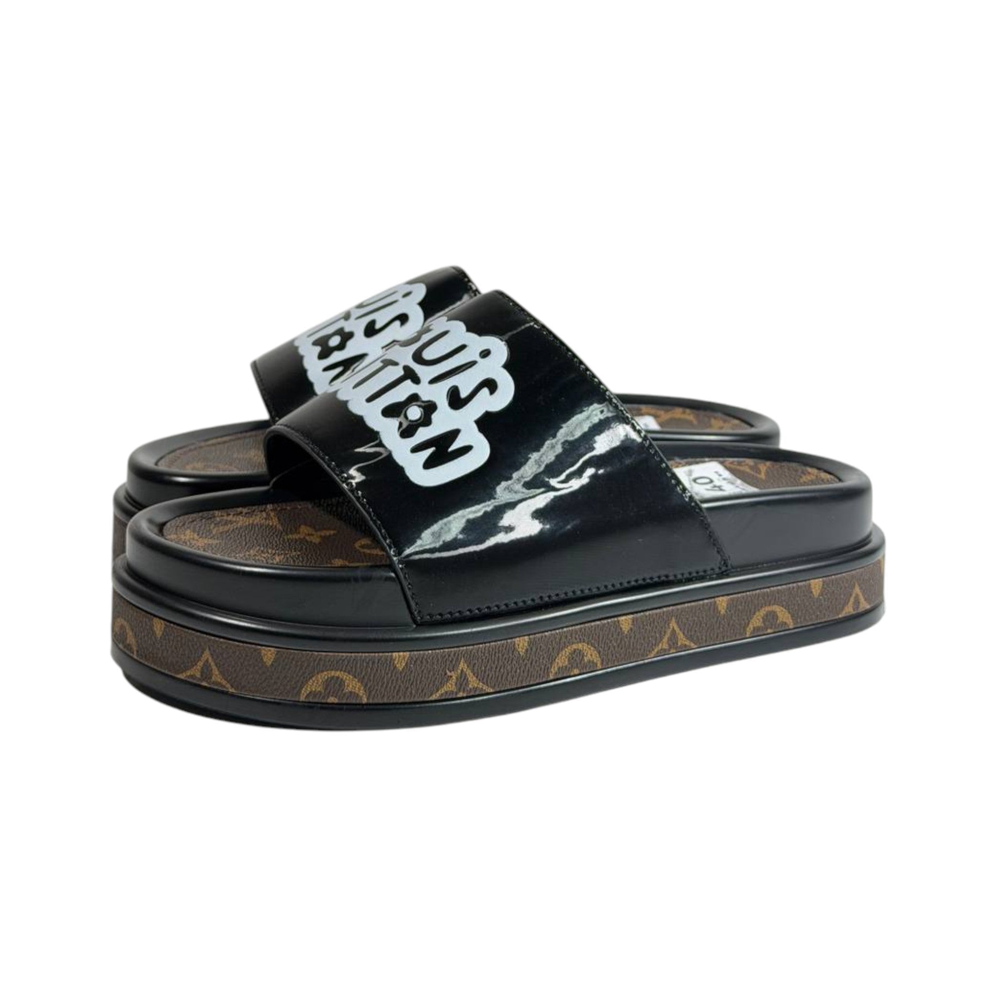 Louis Vuitton Black Platform Slides – Iconic Monogram Luxury Sandals 🖤👡