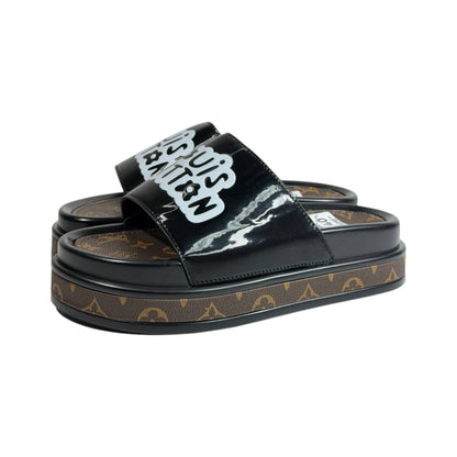 Louis Vuitton Black Platform Slides – Iconic Monogram Luxury Sandals 🖤👡