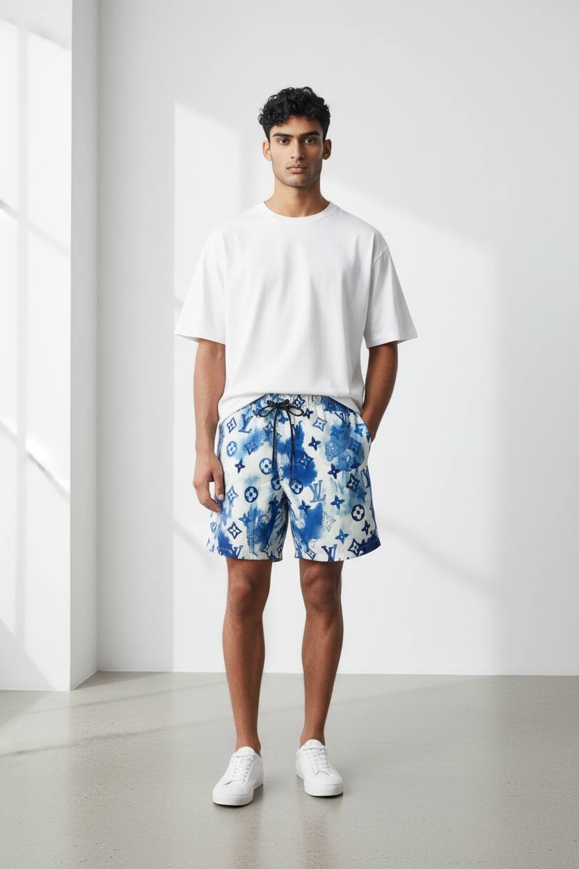 🌊 Louis Vuitton Blue Watercolor Monogram Swim Shorts – Luxury Summer Essential 🩳✨