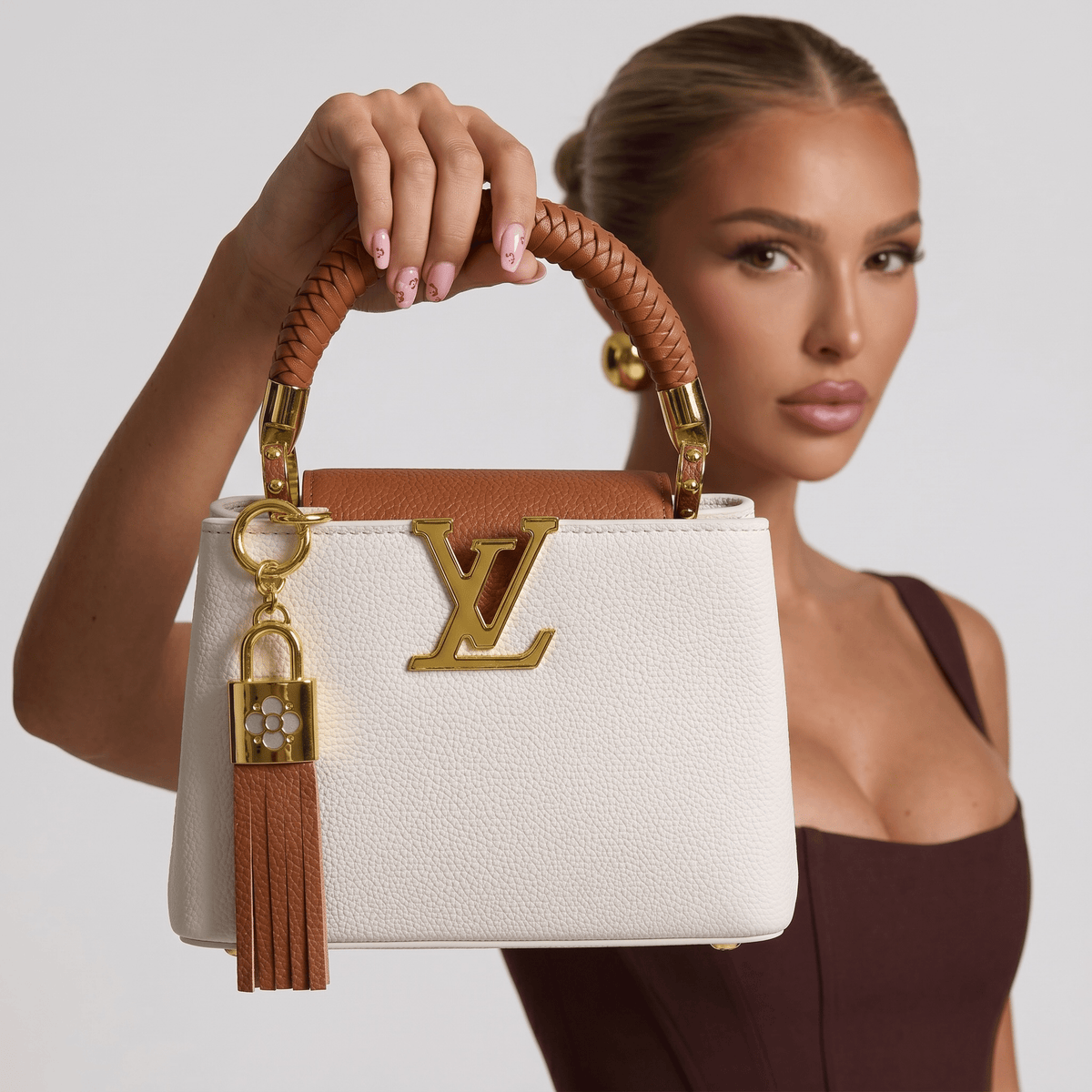 👜 Louis Vuitton Capucines BB Two-Tone Leather Handbag 🤍🤎✨