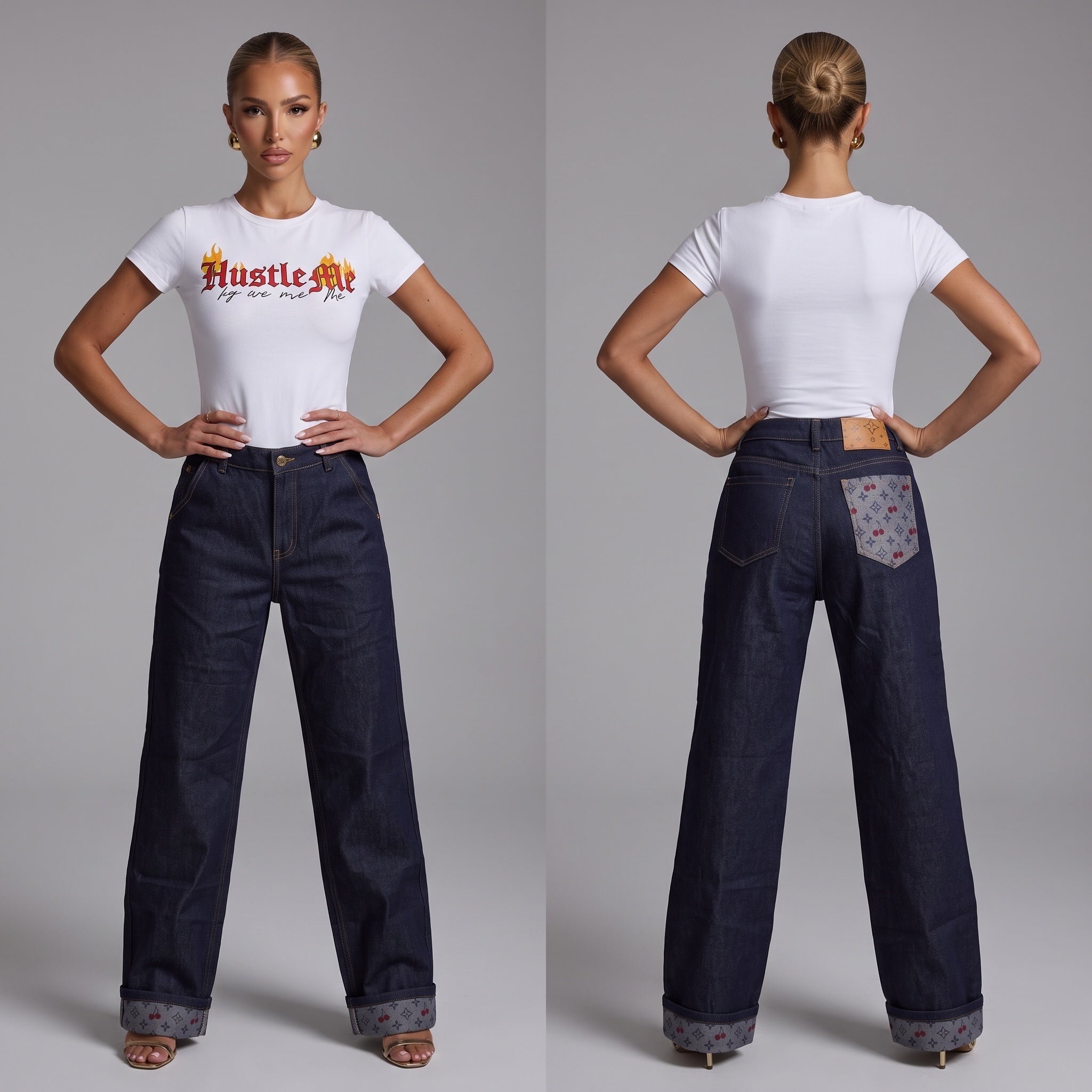Louis Vuitton Cherry Monogram High-Waist Denim Jeans 🍒✨