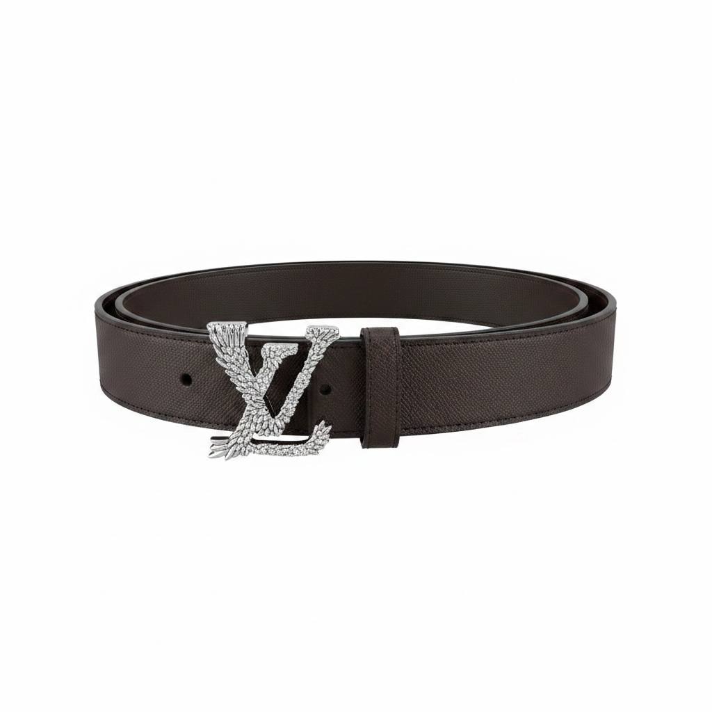 Louis Vuitton Crystal LV Initials Leather Belt – Dark Brown Luxury Edition-125🤎✨
