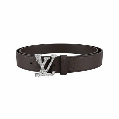 Louis Vuitton Crystal LV Initials Leather Belt – Dark Brown Luxury Edition-125🤎✨