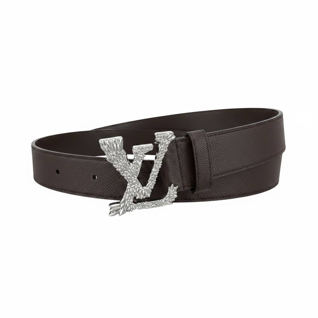 Louis Vuitton Crystal LV Initials Leather Belt – Dark Brown Luxury Edition-125🤎✨