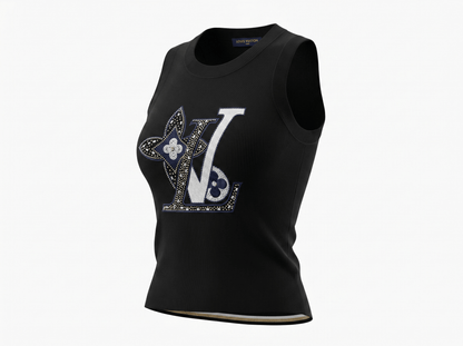 Louis Vuitton Crystal Monogram Knit Top 🖤✨