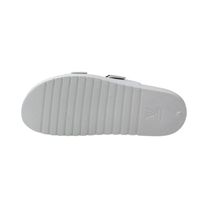 🤍 Louis Vuitton Damier Azur Double-Buckle Slides – Clean Luxury, Timeless Style