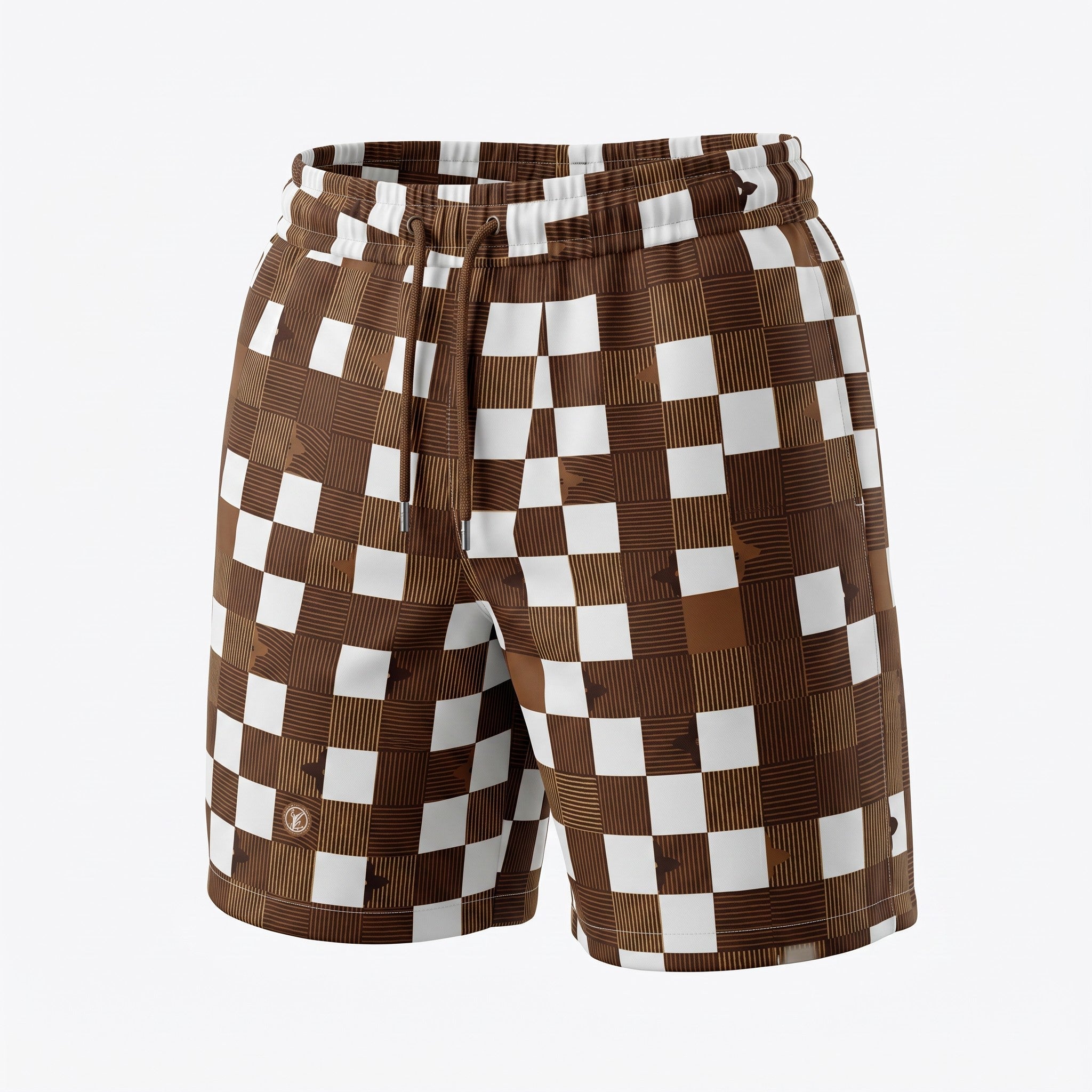 Louis Vuitton Damier Check Swim Shorts – Brown & White 🏖️🤎🤍