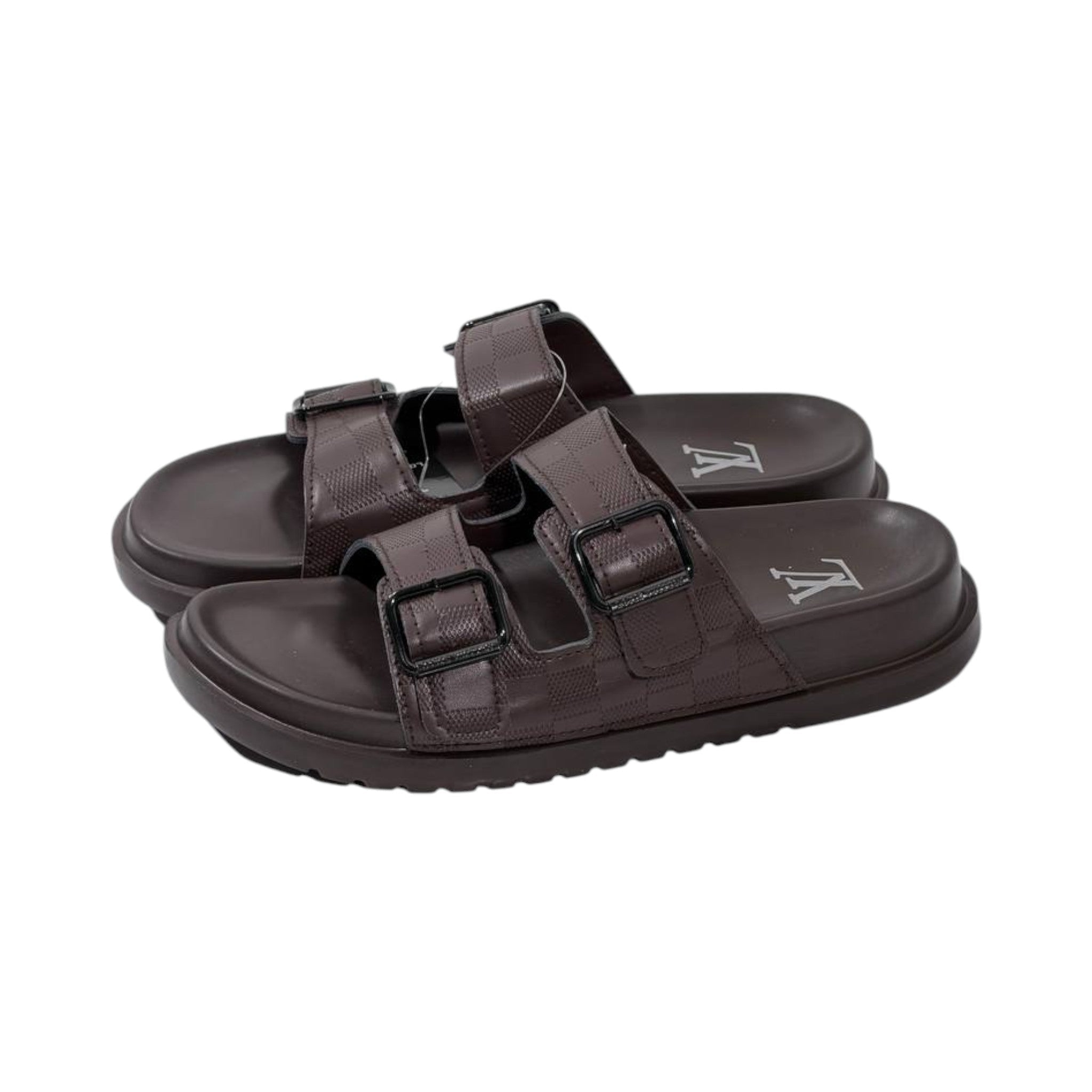 🤎 Louis Vuitton Damier Double-Buckle Slides – Luxury Comfort Redefined