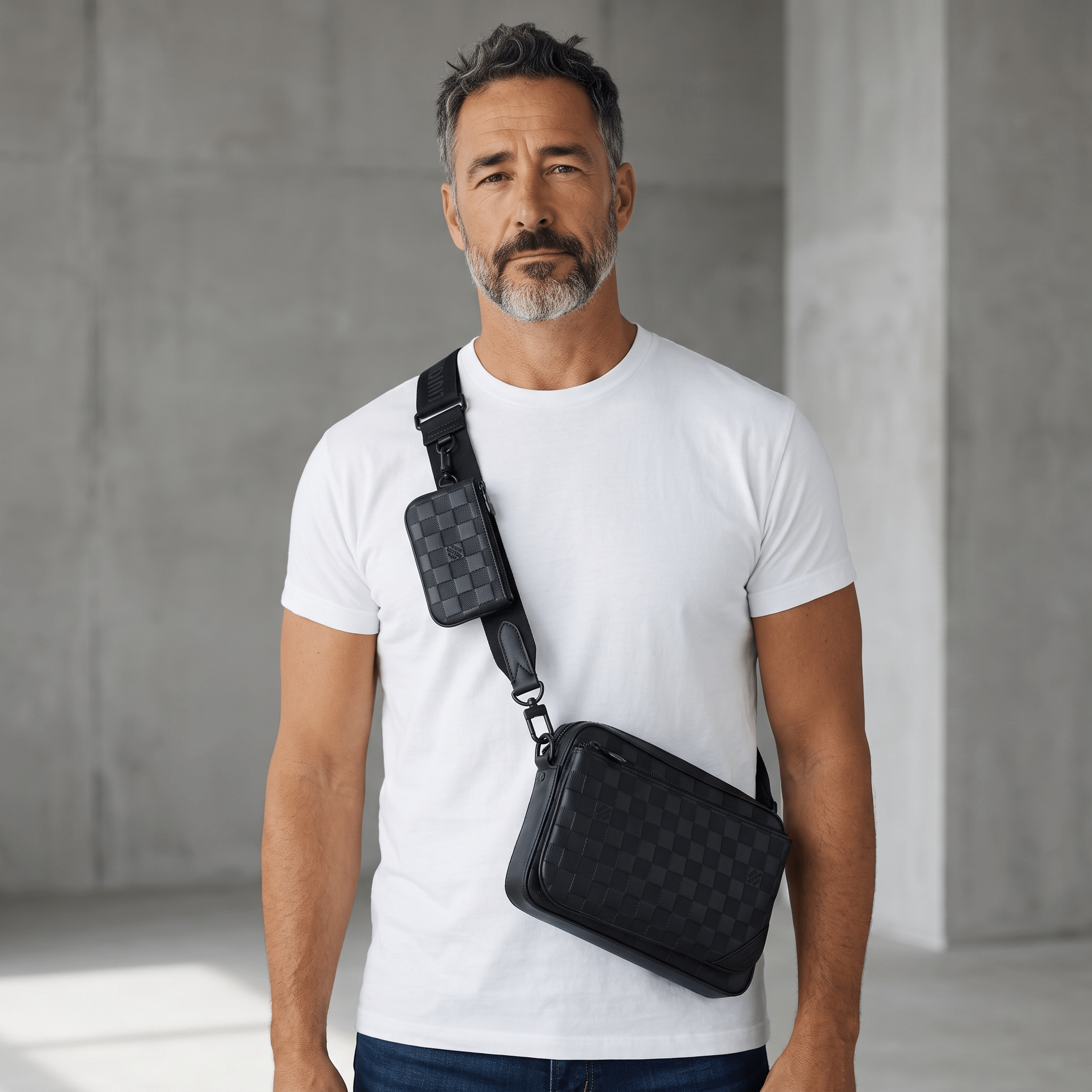 Louis Vuitton Damier Leather Crossbody Bag – Black