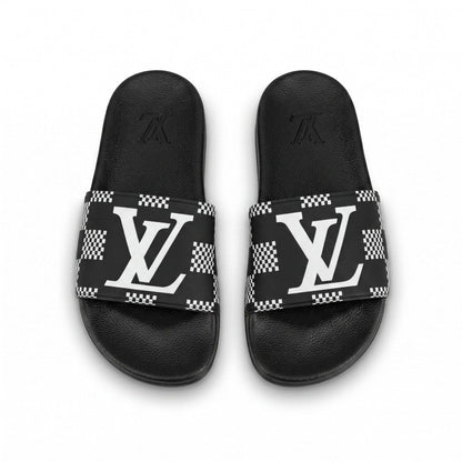 🖤🤍 Louis Vuitton Damier Logo Slide Sandals | Premium Designer Comfort 👣