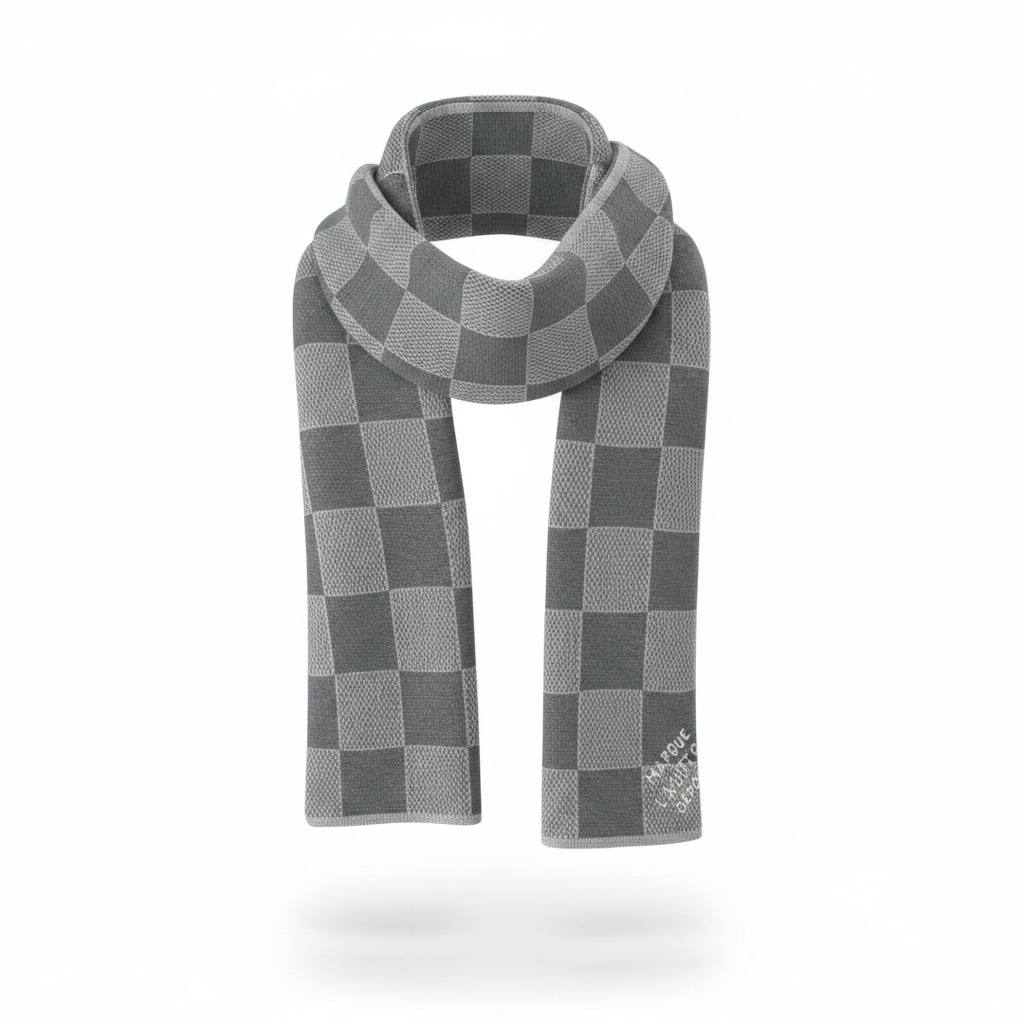 Louis Vuitton Damier Scarf – Grey Iconic Luxury 🩶🧣