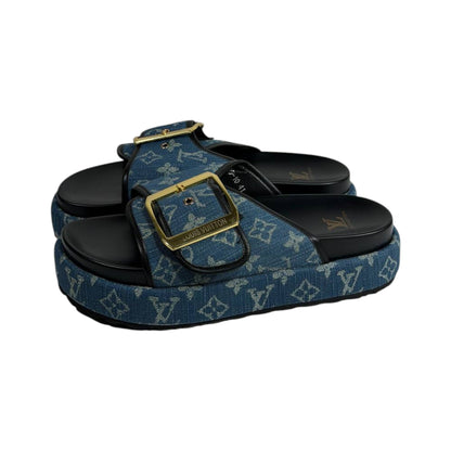 Louis Vuitton Denim Buckle Slides – Luxury Platform Summer Sandals 💙✨
