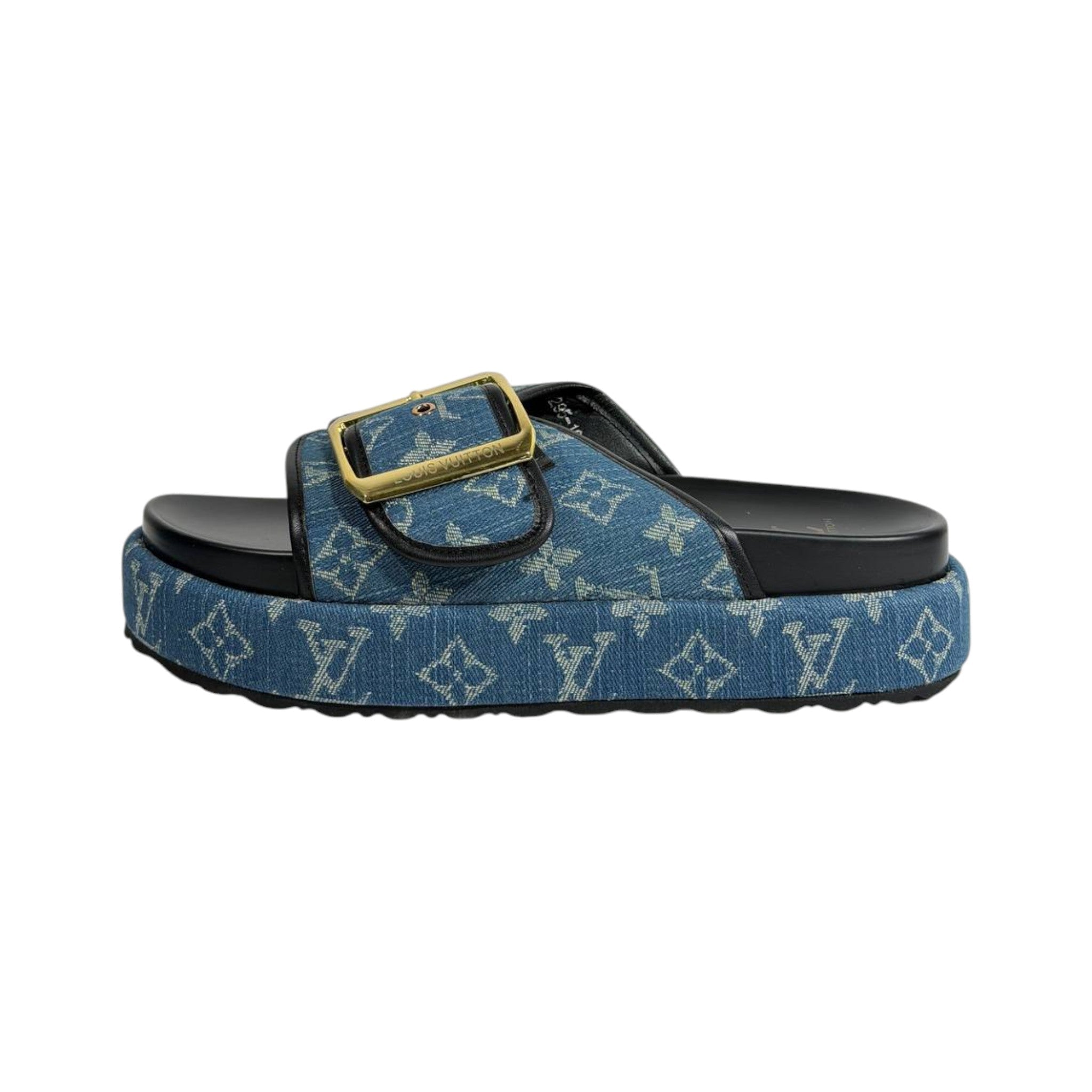 Louis Vuitton Denim Buckle Slides – Luxury Platform Summer Sandals 💙✨