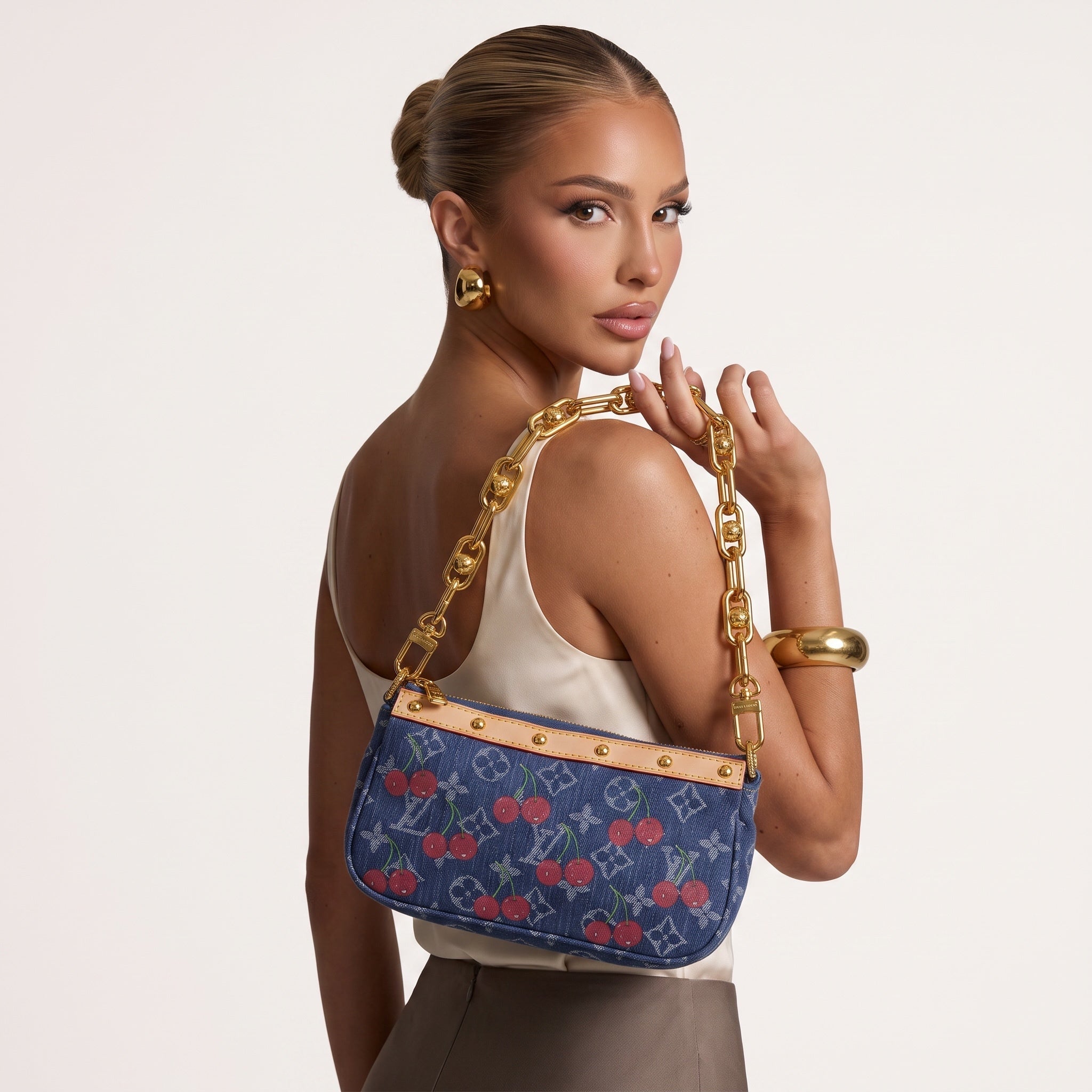 Louis Vuitton Denim Cherry Shoulder Bag – Blue 🍒👜