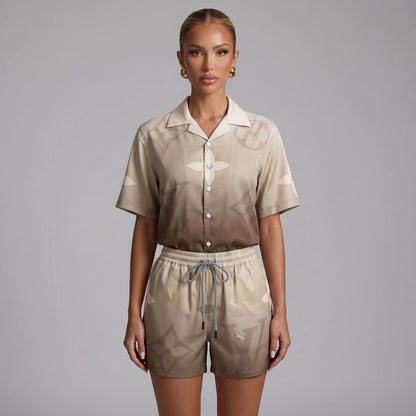 🤎 Louis Vuitton Gradient Monogram Set – Refined Luxury Co-Ord Outfit 🩳👕✨
