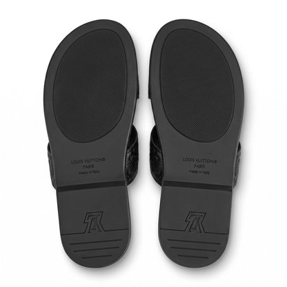 Louis Vuitton LV Monogram Buckle Leather Sandals – Black