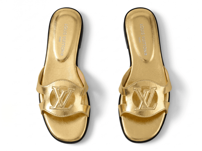 Louis Vuitton Metallic Gold Flat Sandals ✨👑