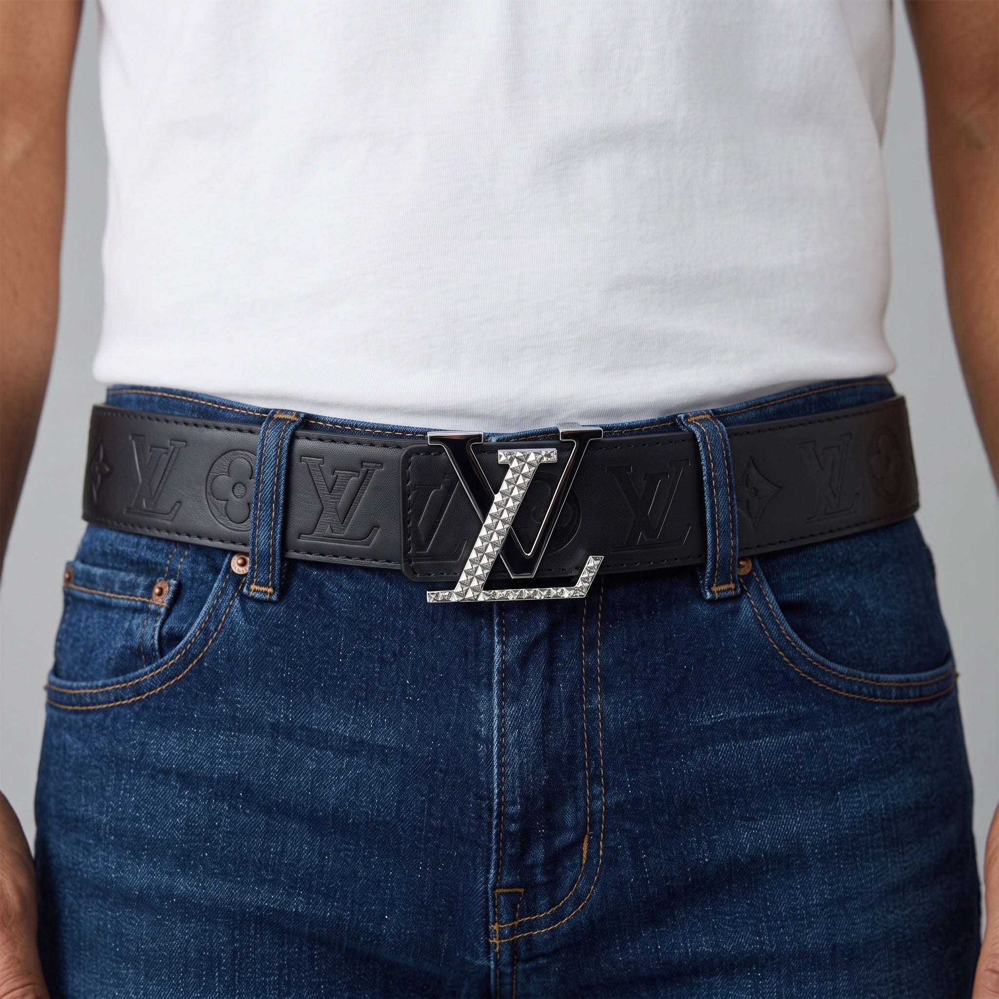 Louis Vuitton Monogram Belt – Black LV Buckle 🔗 125 cm