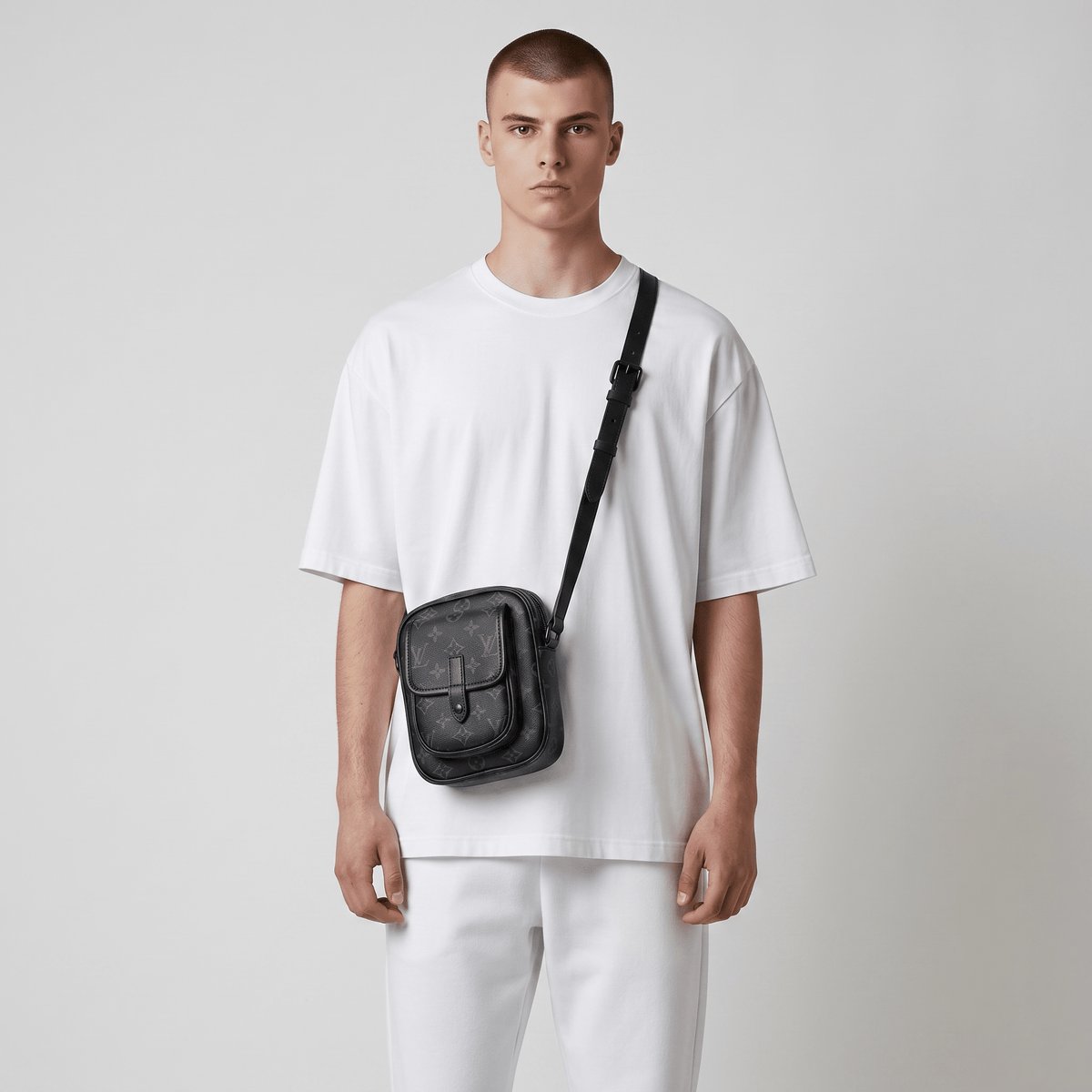 🖤 Louis Vuitton Monogram Eclipse Vertical Crossbody Bag – Black