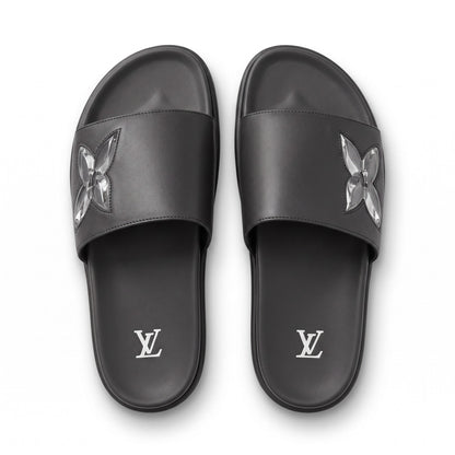 Louis Vuitton Monogram Flower Black Slides
