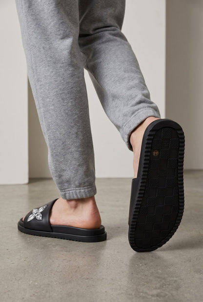 Louis Vuitton Monogram Flower Black Slides