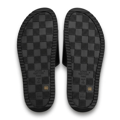 Louis Vuitton Monogram Flower Black Slides