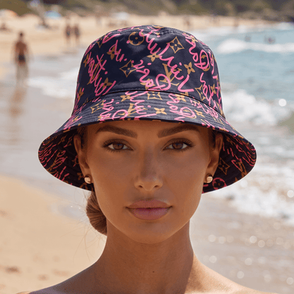Louis Vuitton Monogram Graffiti Bucket Hat – Black/Pink 🖤💖