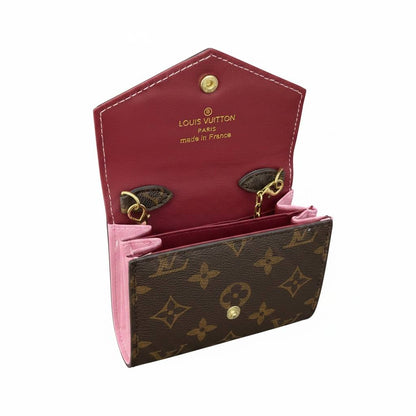 Louis Vuitton Monogram Mini Chain Wallet – Luxury Crossbody Bag Brown & Pink ✨👜
