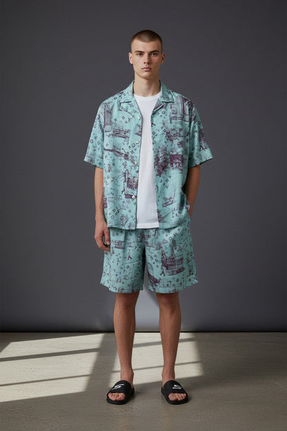 Louis Vuitton  Monogram Resort Co-Ord Set for Men – Mint Green Luxury Summer Outfit 🌴✨