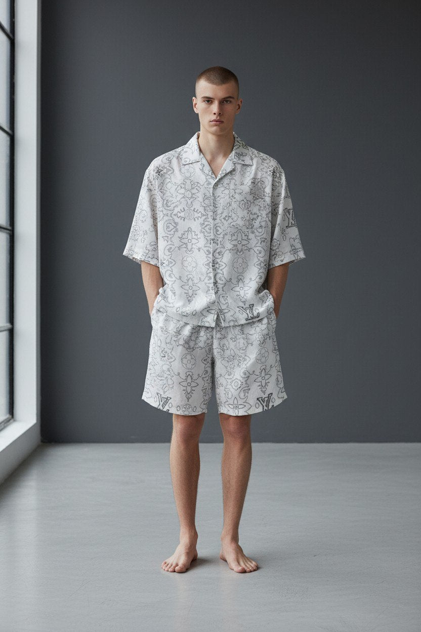 Louis Vuitton Monogram Resort Set – White Luxury Summer Co-Ord for Men 🤍🌴
