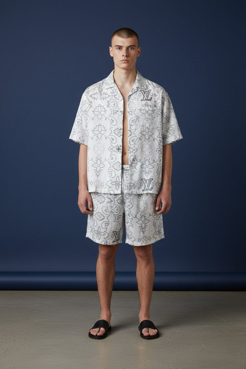 Louis Vuitton Monogram Resort Set – White Luxury Summer Co-Ord for Men 🤍🌴