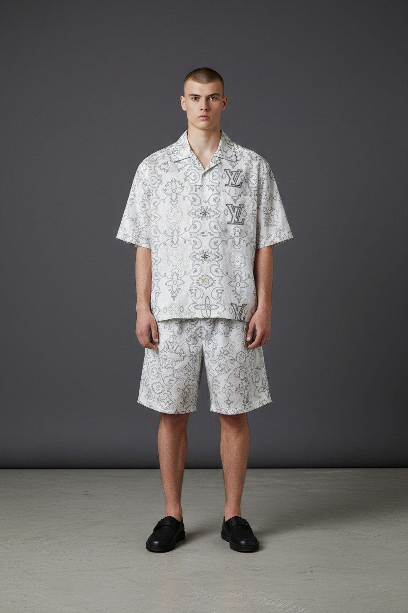 Louis Vuitton Monogram Resort Set – White Luxury Summer Co-Ord for Men 🤍🌴