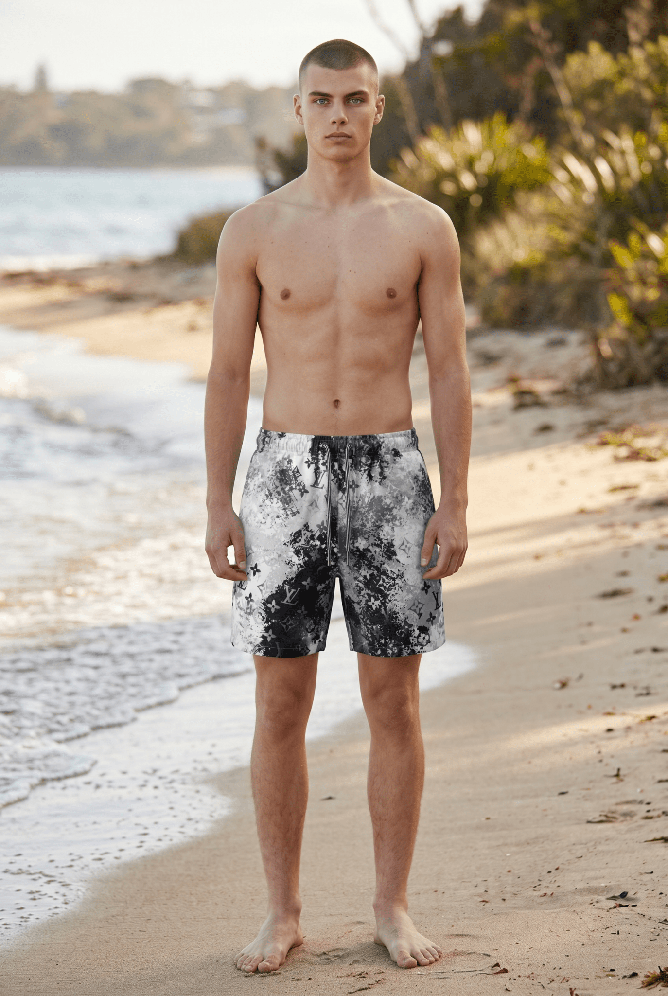 Louis Vuitton Monogram Splash Swim Shorts – Black & White 🖤🤍🌊