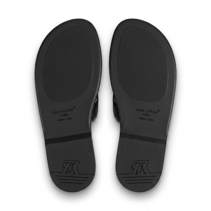 Louis Vuitton Monogram Suede Slides – All Black