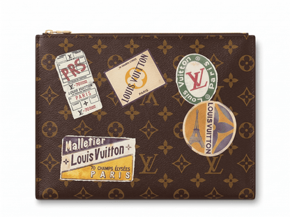 ✨ Louis Vuitton Monogram Travel Sticker Pochette – Brown