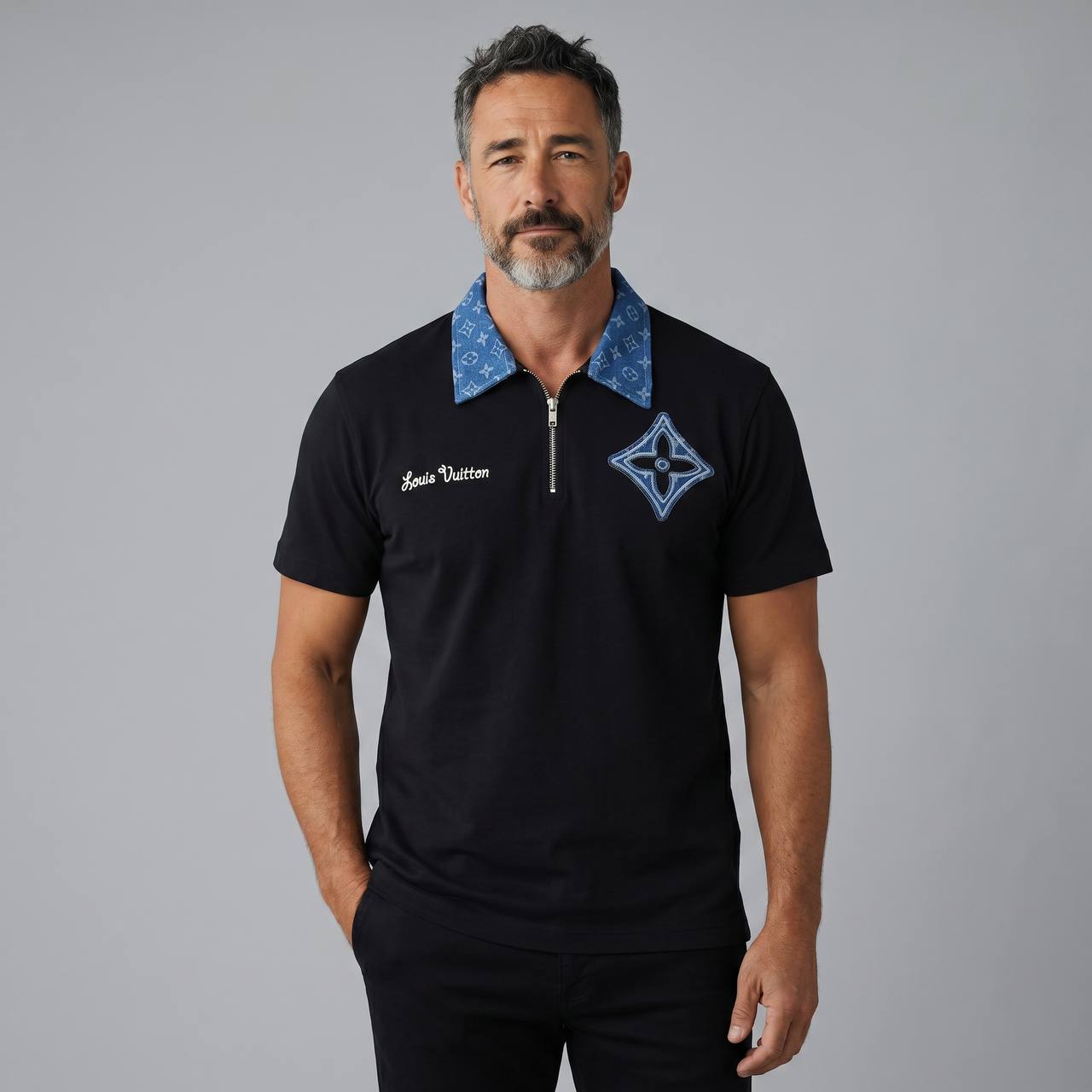 Louis Vuitton Monogram Zip Polo – Midnight Edition 💙🖤