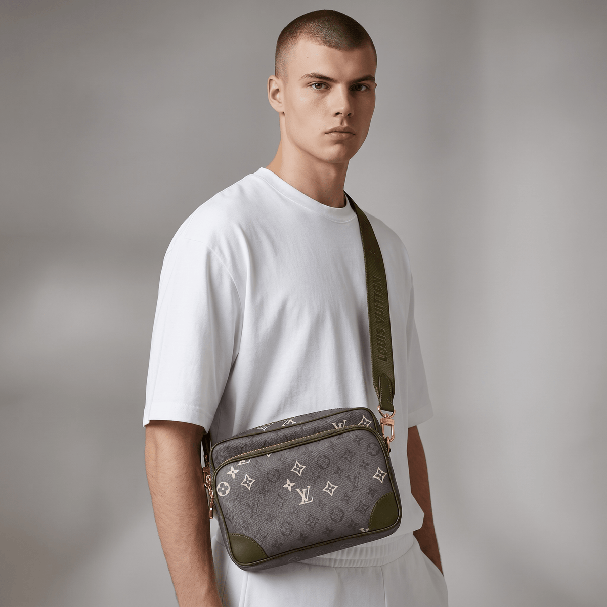 👜✨ Louis Vuitton Outdoor Messenger – Monogram Eclipse Khaki 💚🖤