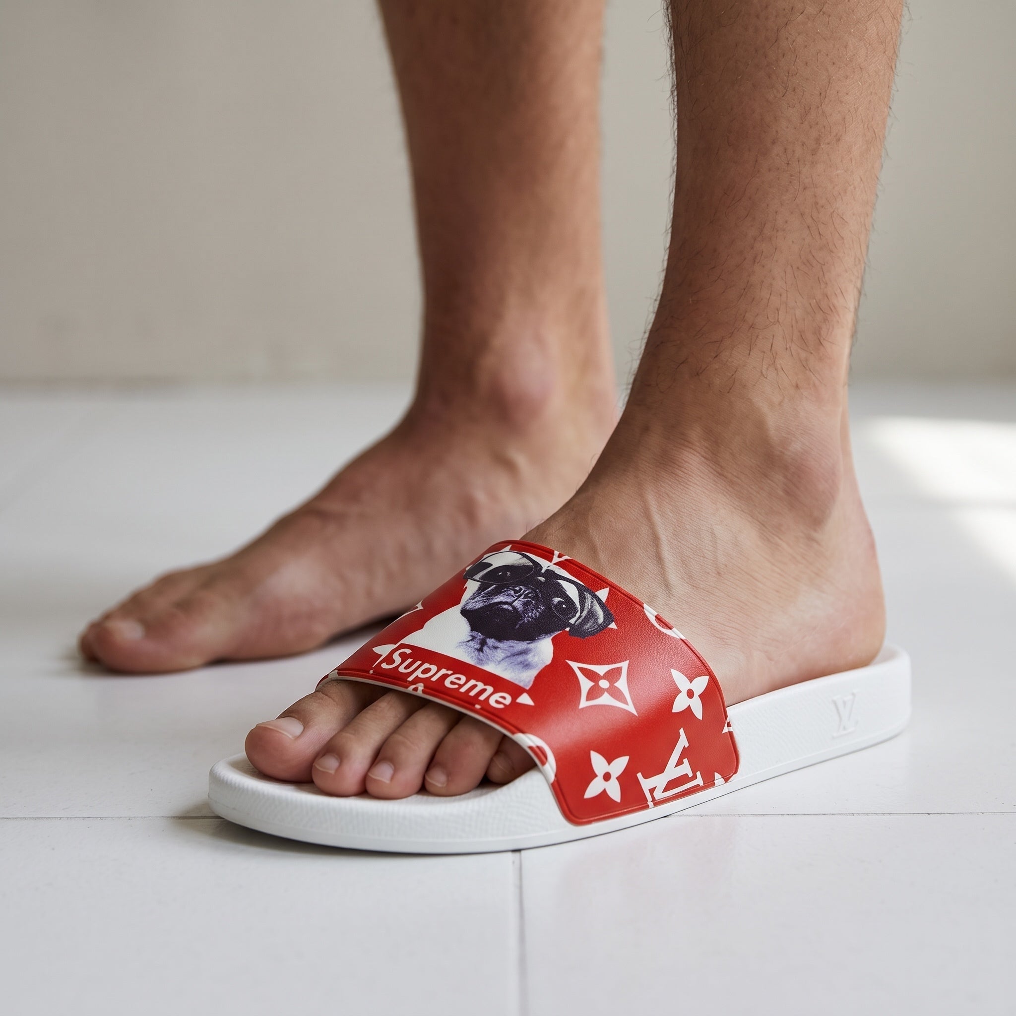 Louis Vuitton Slide – Red Monogram Pool 🩴