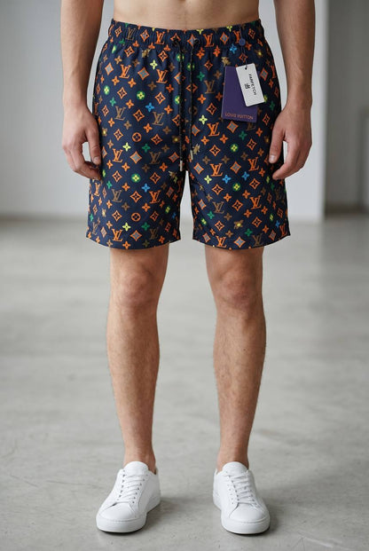 🌈 Louis Vuitton Style Monogram Swim Shorts – Multicolor Luxury Beachwear 🩳🔥