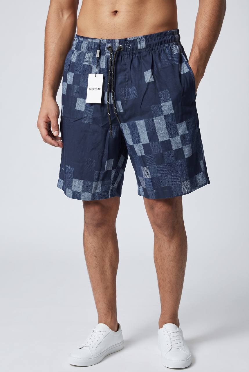 Louis Vuitton-Style Navy Damier Checkered Shorts 🩳