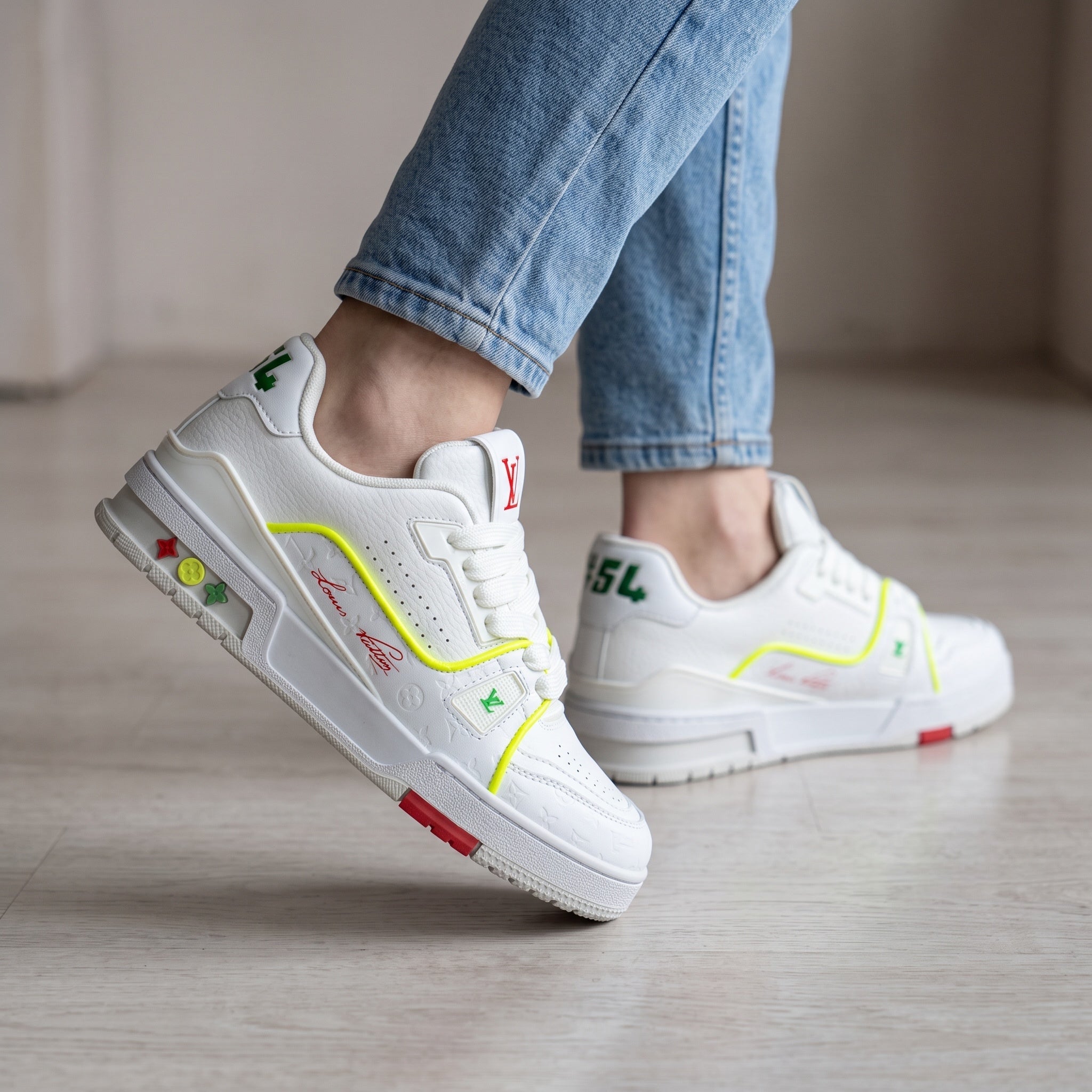 Louis Vuitton Trainers – White Neon Accent 👟✨