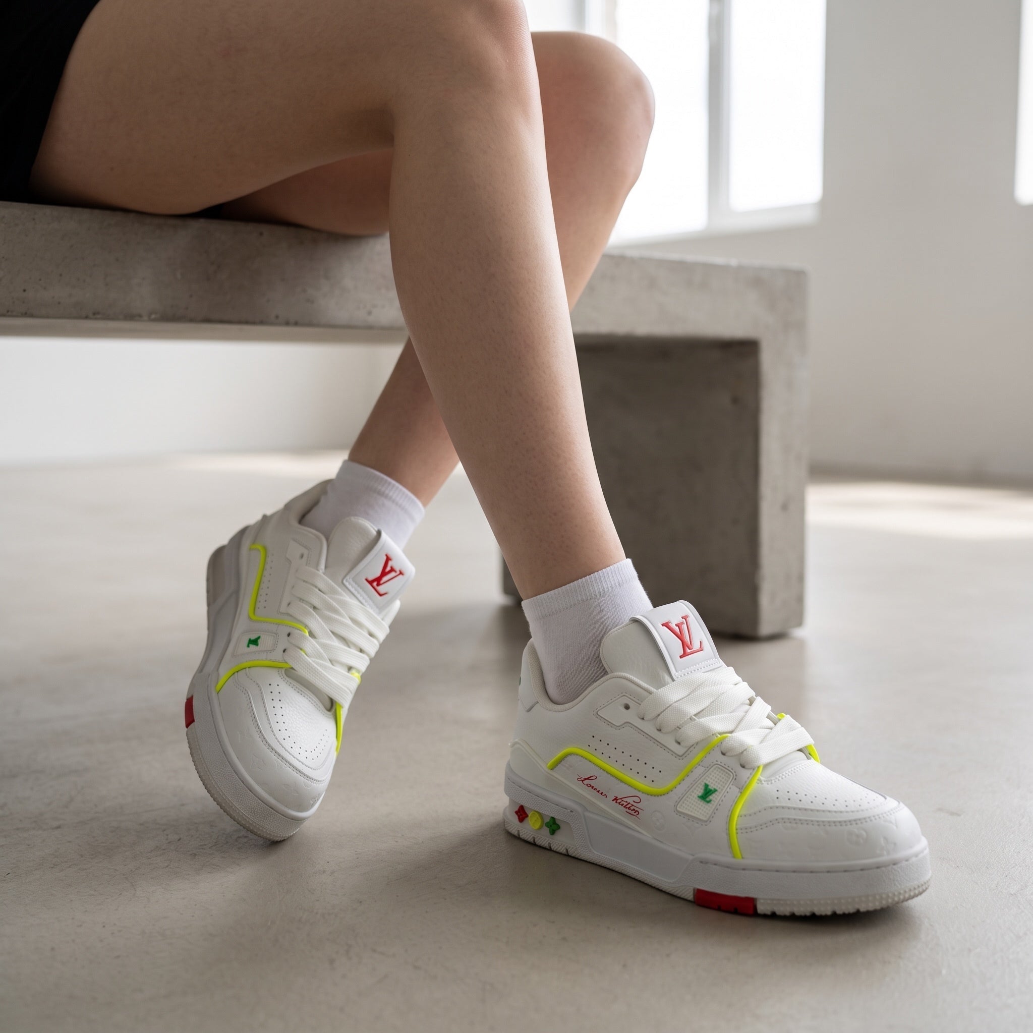 Louis Vuitton Trainers – White Neon Accent 👟✨