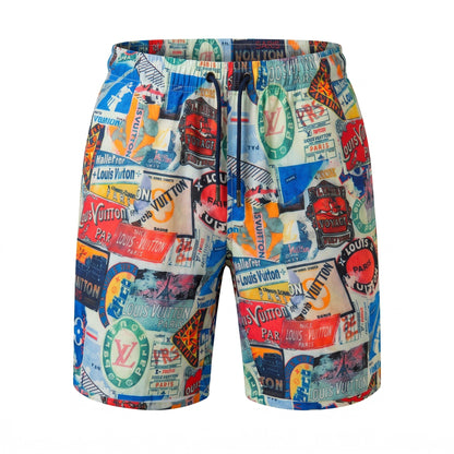 Louis Vuitton Travel Sticker Swim Shorts – Multicolor 🌍🏖️