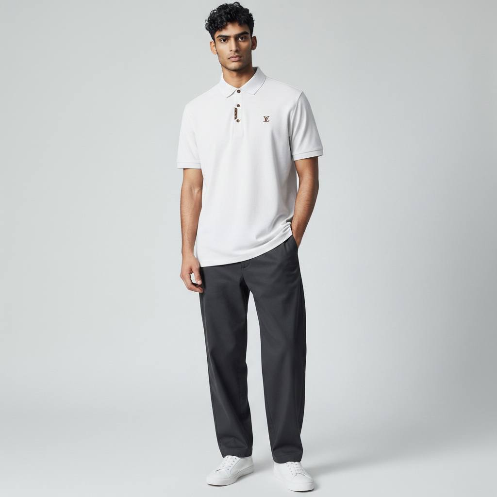 🤍 Louis Vuitton White Polo Shirt – Clean Luxury Essential 👕✨