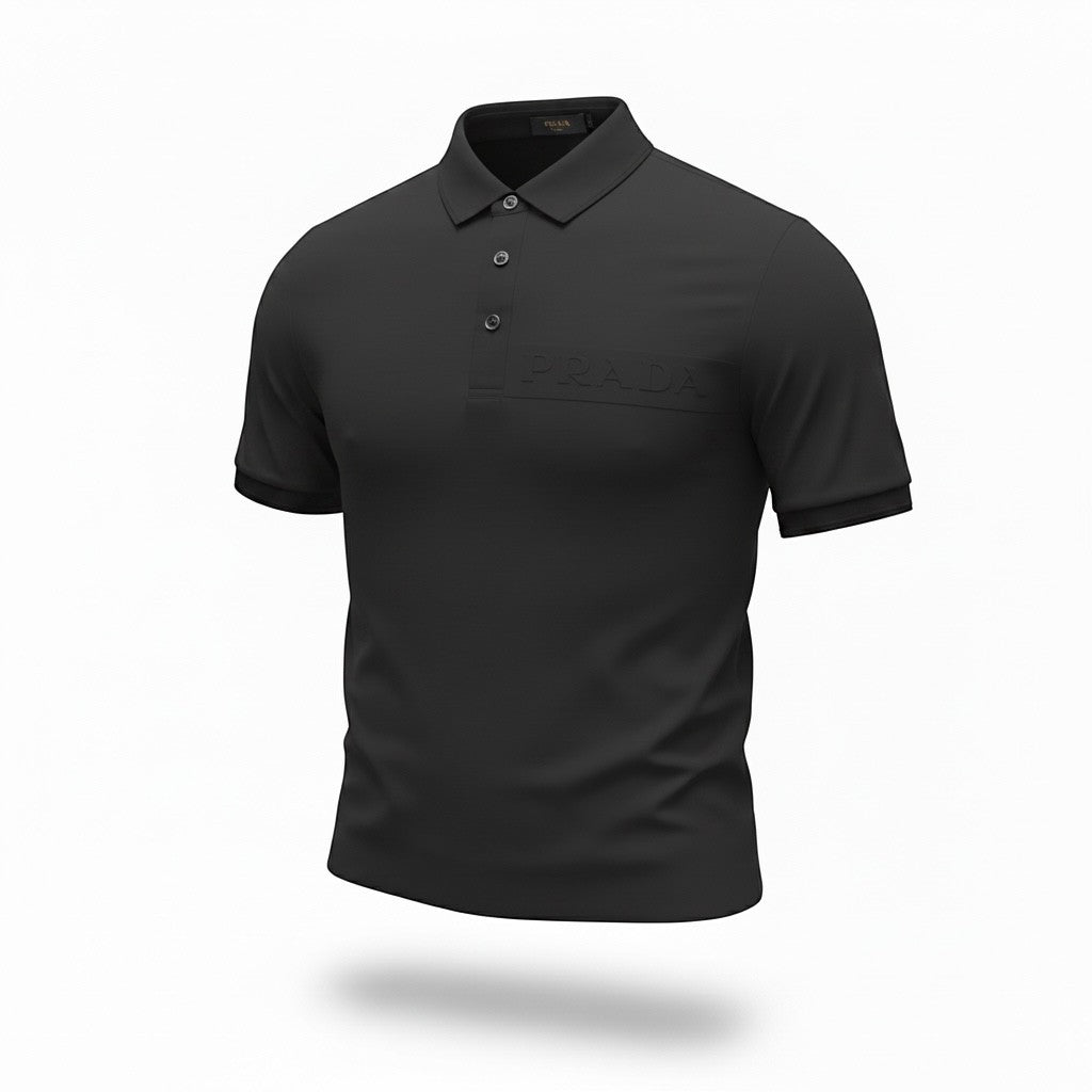 Prada Black Polo Shirt 🖤⚡ Embossed Logo Edition