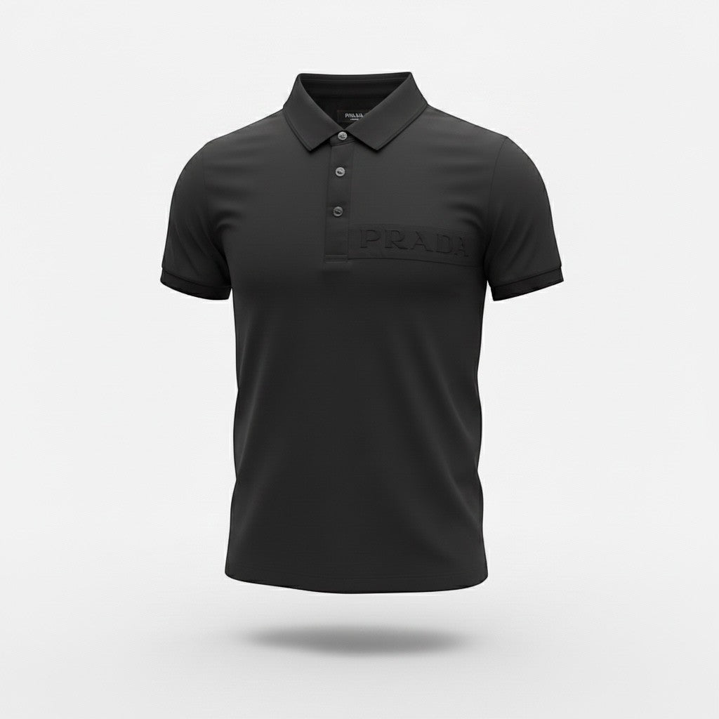 Prada Black Polo Shirt 🖤⚡ Embossed Logo Edition