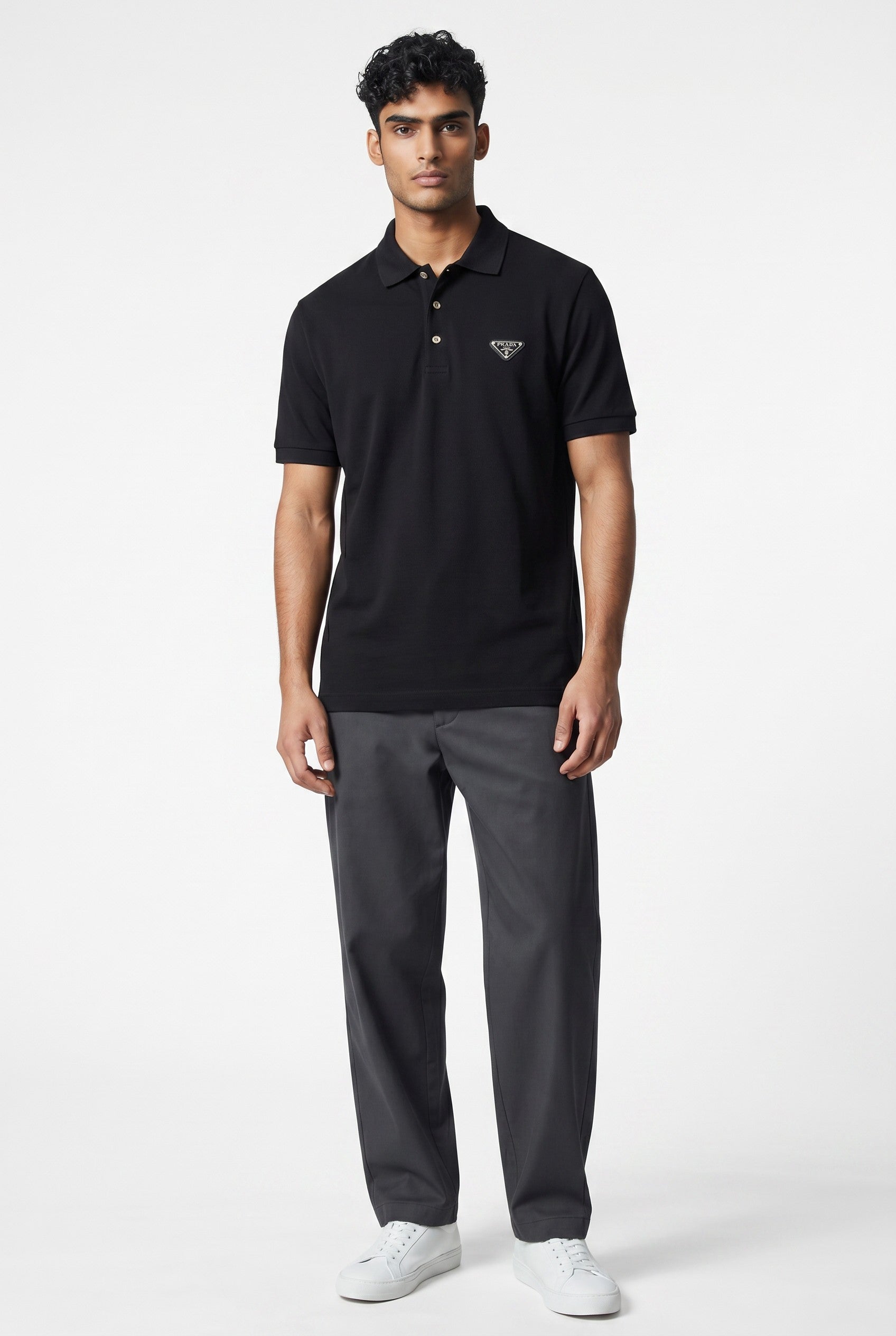 Prada Black Polo Shirt 🖤✨ Classic Logo Edition