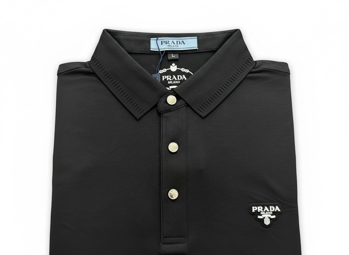 Prada Black Polo Shirt 🖤✨ Classic Logo Edition