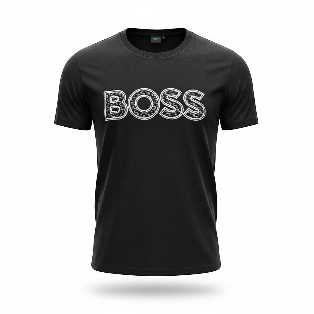 Boss Textured Logo T Shirt